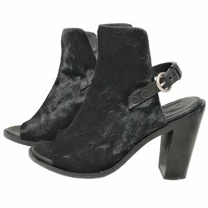 RAG & BONE WYATT BLACK CALF HAIR SLING BACK PEEP TOE HEELED SANDALS - 8 (38)